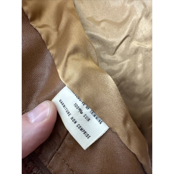Vintage The Bay 100% Leather Jacket Men 36 Tan Bomber Style 70s Hippie - Picture 9 of 9